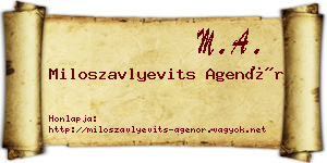 Miloszavlyevits Agenór névjegykártya